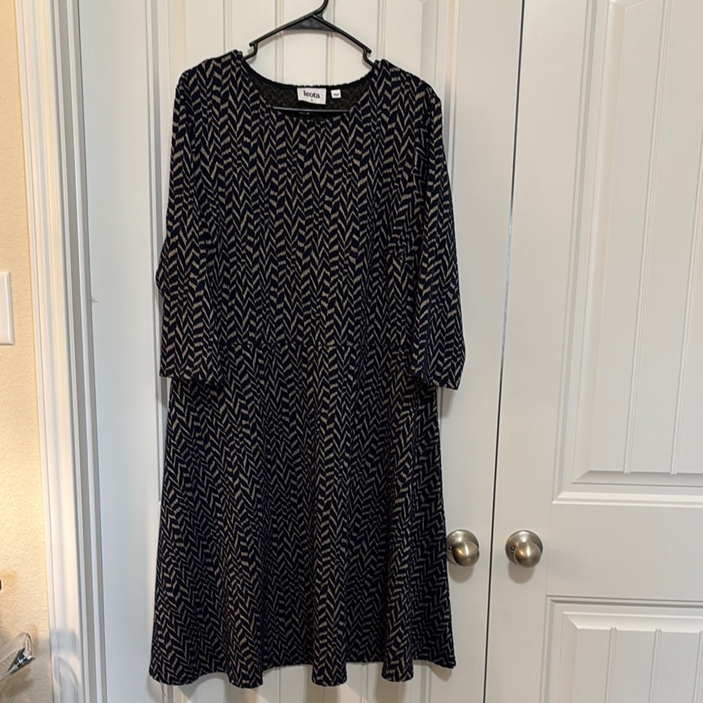 Leota Blue and Gold Patterned Dress